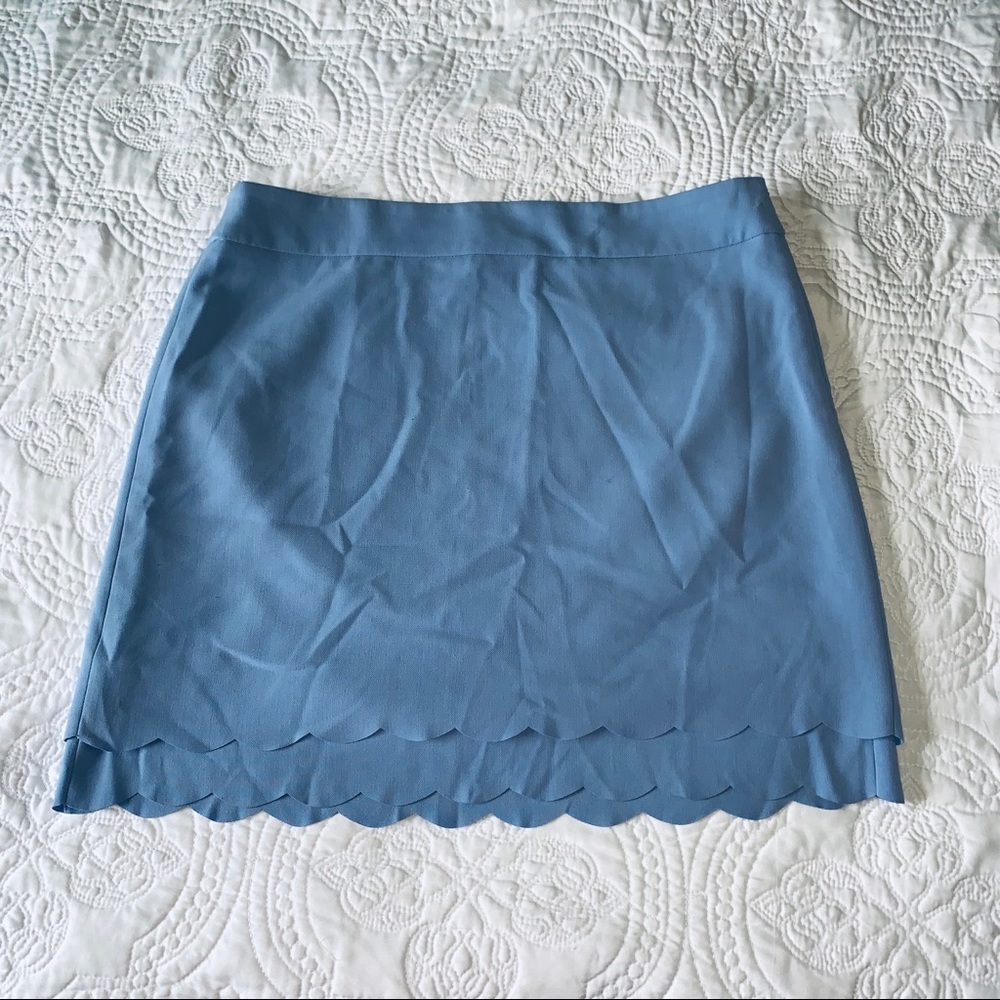 Cute Scalloped Mini Skirt in Periwinkle Blue